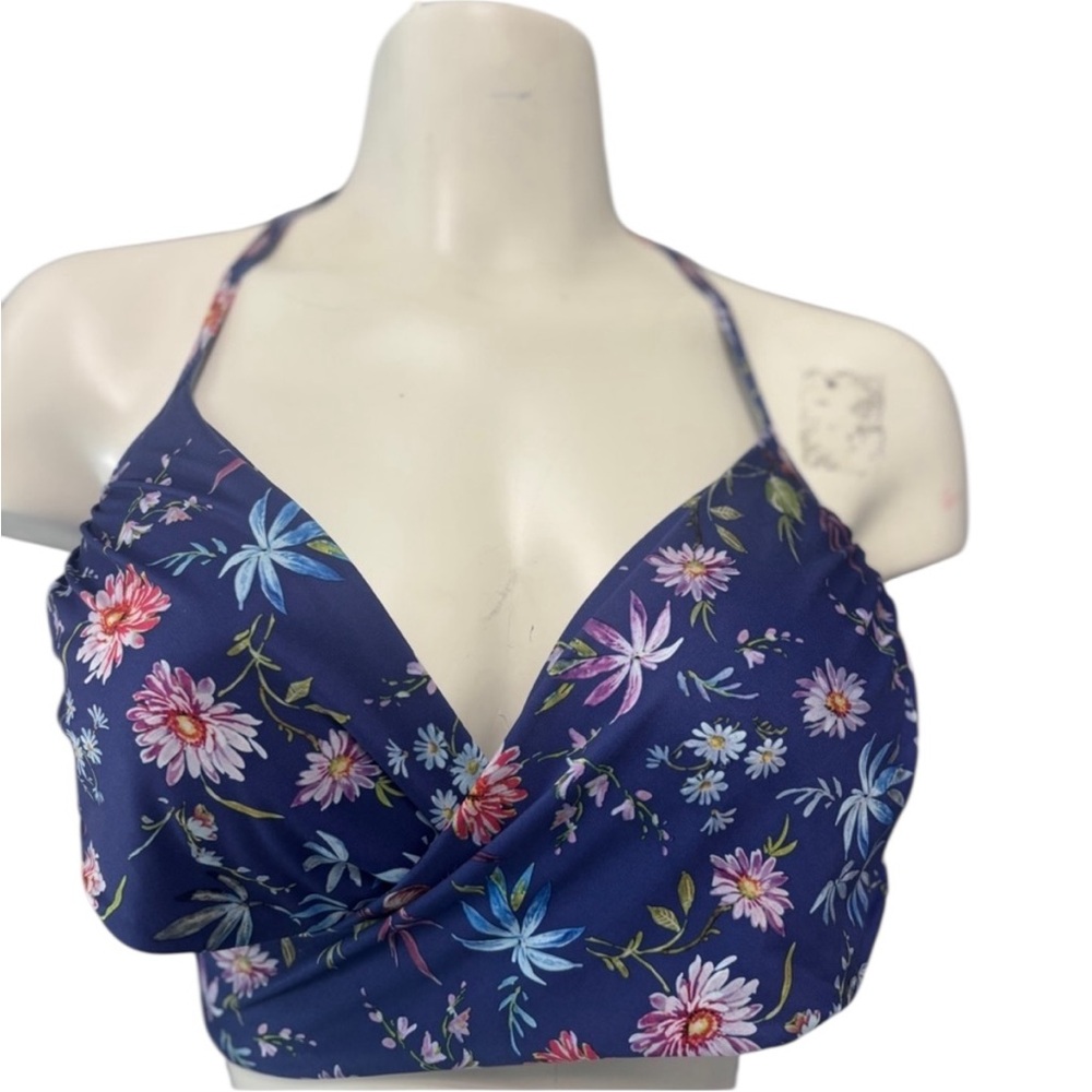 La Vie En Rose Floral Bikini Top - Blue and Pink